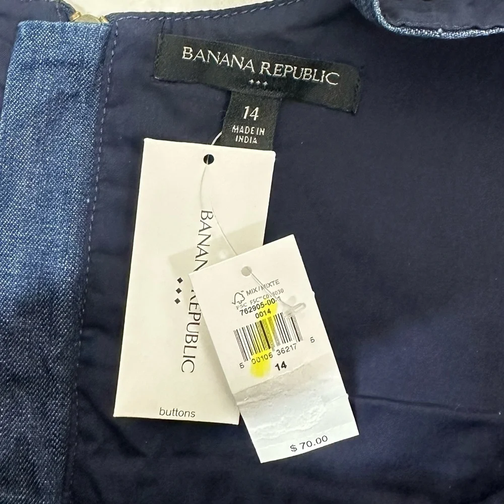 Banana Republic Denim Corset Crop Top Size 14 Western Rodeo Cowgirl Ranch - Picture 7 of 8